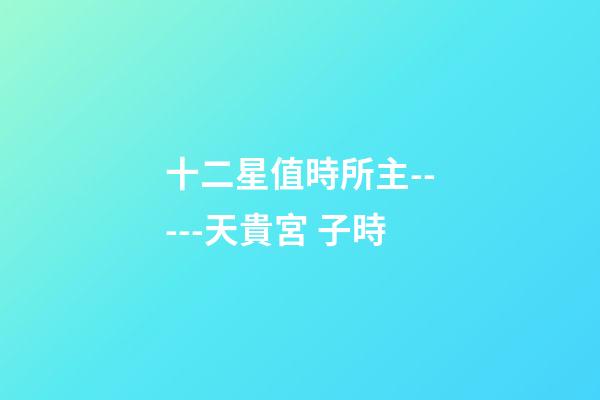 十二星值時所主-----天貴宮 子時
